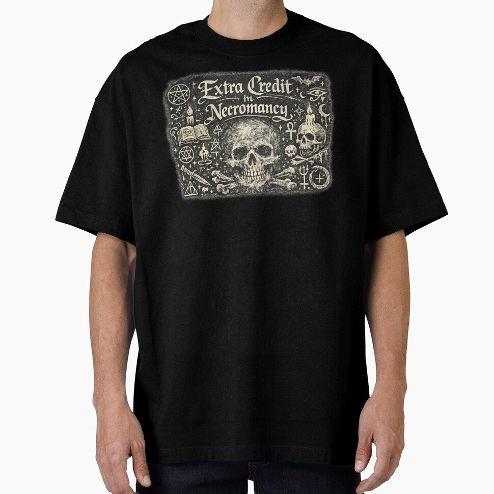 Extra Credit in Necromancy – Occult Chalkboard Phrase by Mouraludia