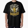 What sort of bees make milk? Boobees! Funny retro bee dad joke by KHWD