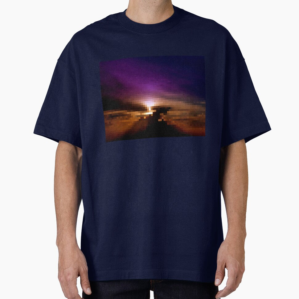 Pixelated Colorful Sunset Silhouette by Potato Quality Prints
