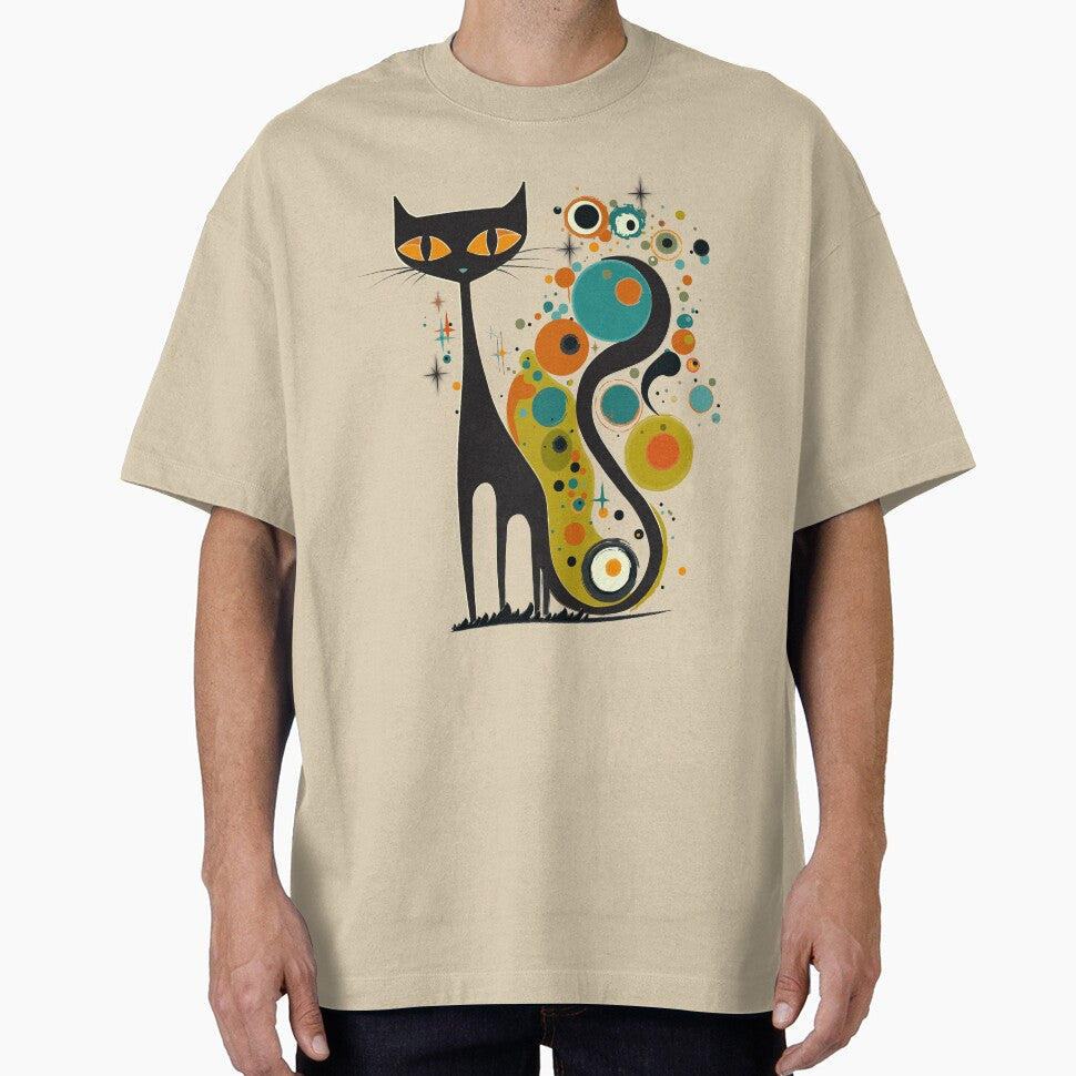 Mid Century Modern Atomic Cat, Retro Black Cat, MCM, Kandinsky Style by BrightStreet
