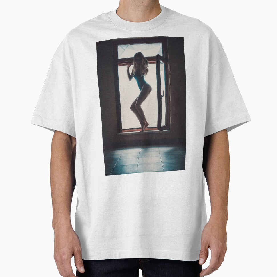 Sexy woman body. Window posing. Bodysuite by alexstreinu