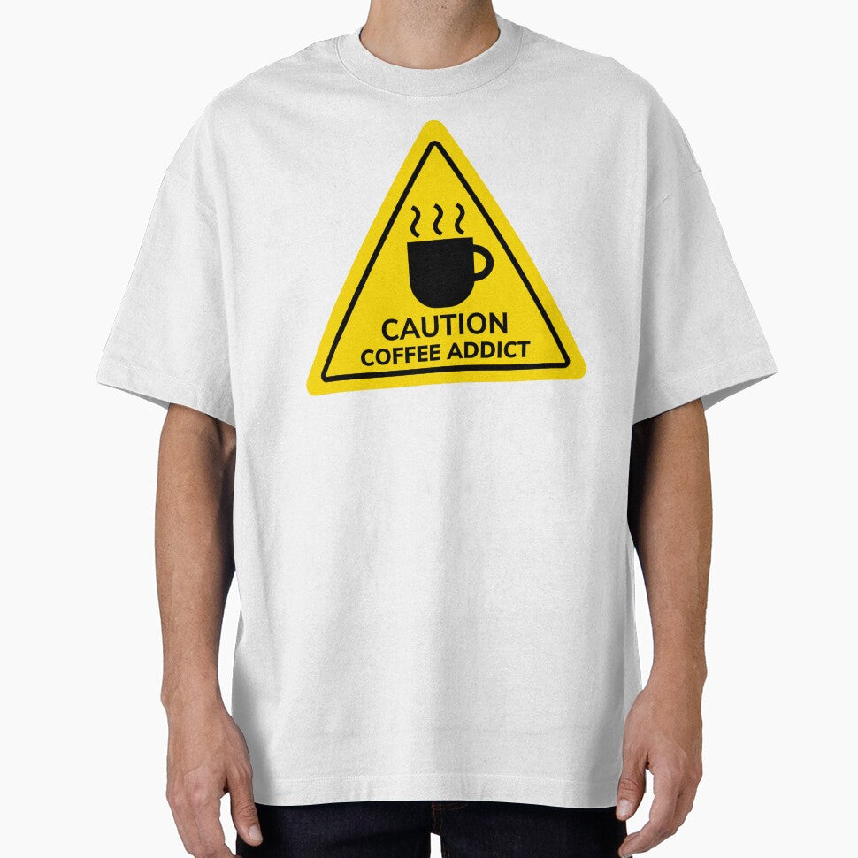 Caution Coffee Addict - Funny Warning Sign For Coffee Lovers by Shape Snip Studio