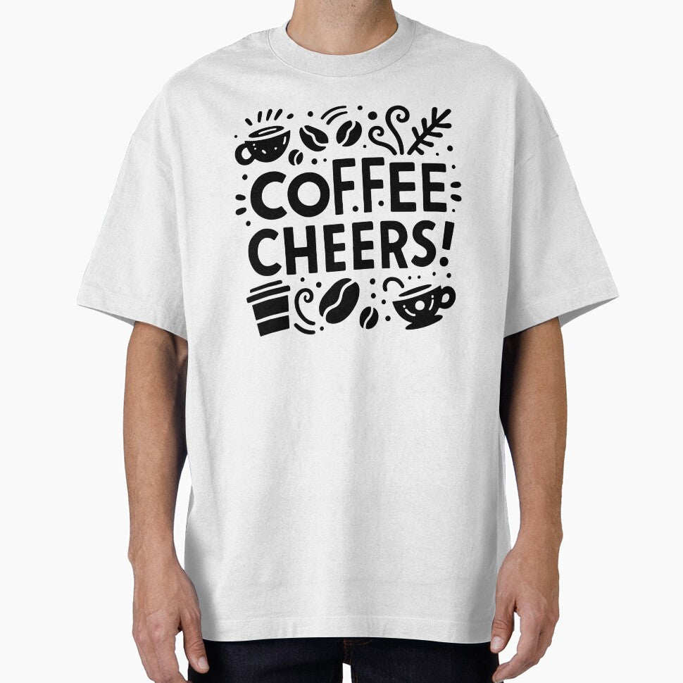 Coffee Cheers Typography Design | Cute Coffee Quote Illustration by Lulunza
