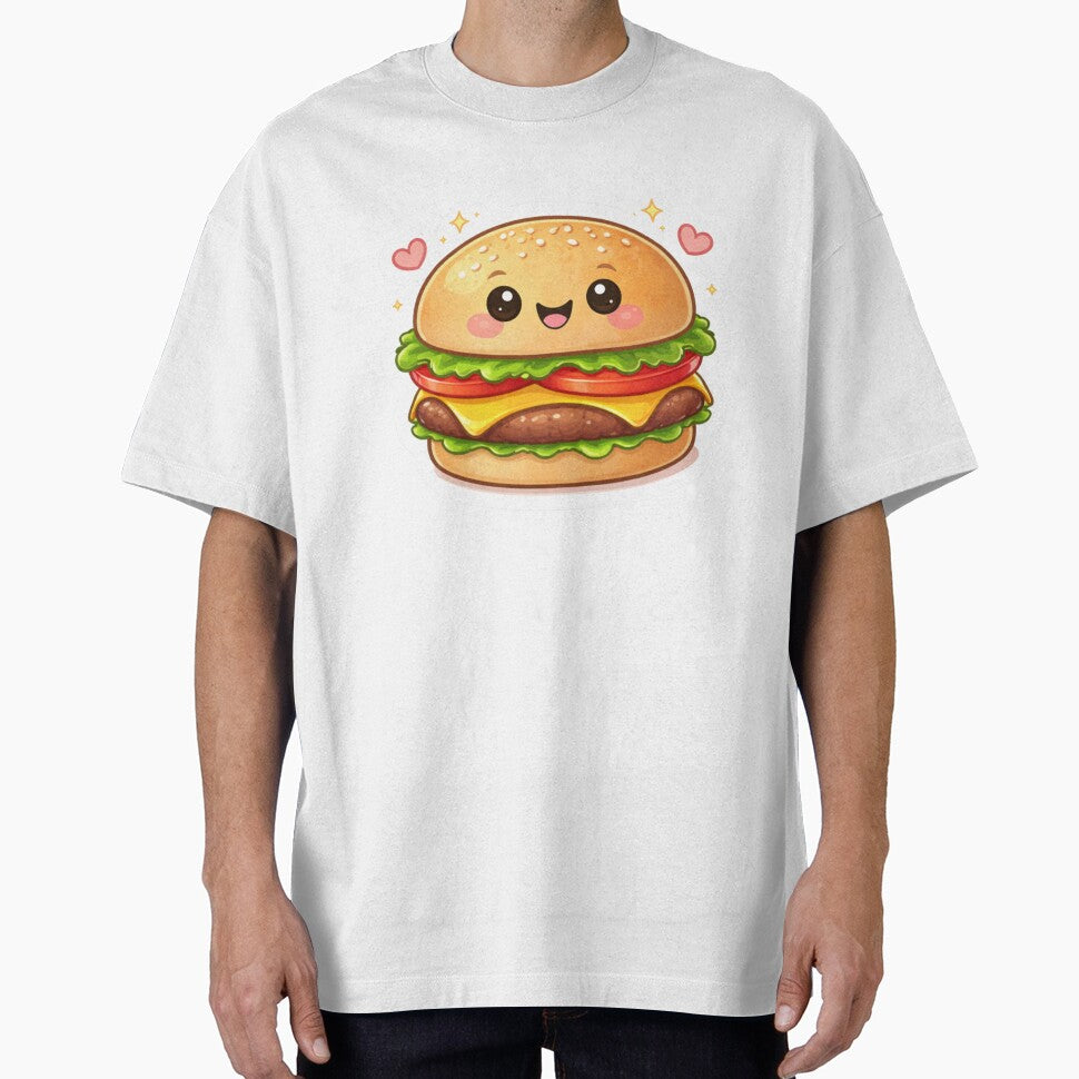 Cute Kawaii Burger Sticker – Happy Cartoon Cheeseburger Food Lover Design by Dasts Cart