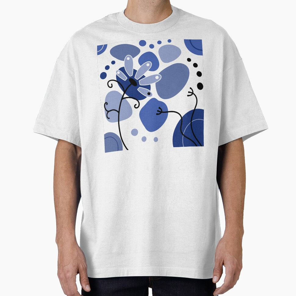 Vibrant Blue Whimsical Boho Flower Design by Sartoris Art