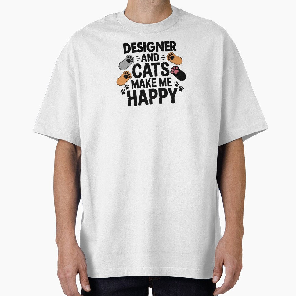 Designer And Cats Make Me Happy - Funny Designer Cats Lover by Oussinc