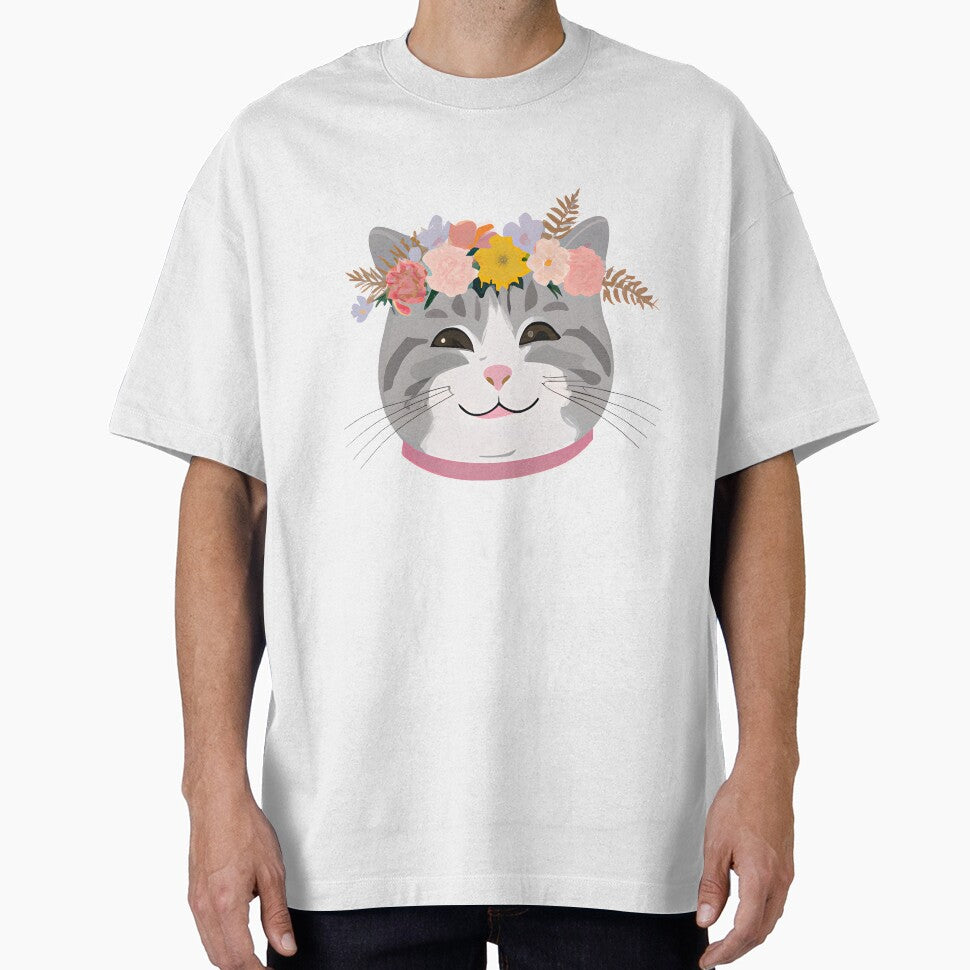 Cute Cat Meow with crown floral vintage by BOHOVIN