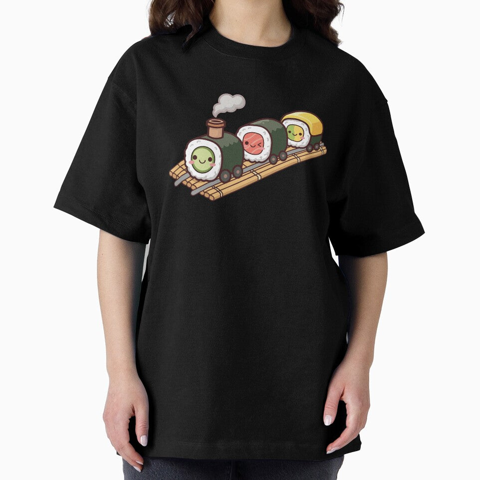 Kawaii Sushi Roll Locomotive Train on Bamboo Mat by Mochii-studio