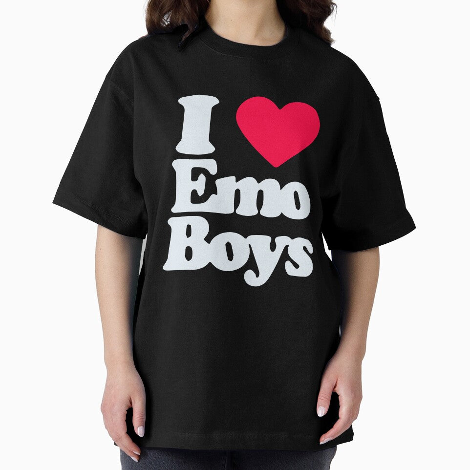 I Love Emo Boys Y2K Emo Aesthetic Scene Graphic Tee by TrxshWear