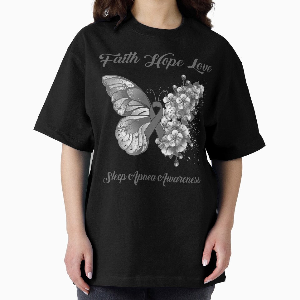 Faith Hope Love Sleep Apnea Awareness Butterfly Ribbon Gifts by Adropine
