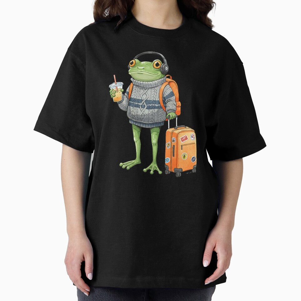 Cool Frog Traveler with Suitcase by TeeARTHY