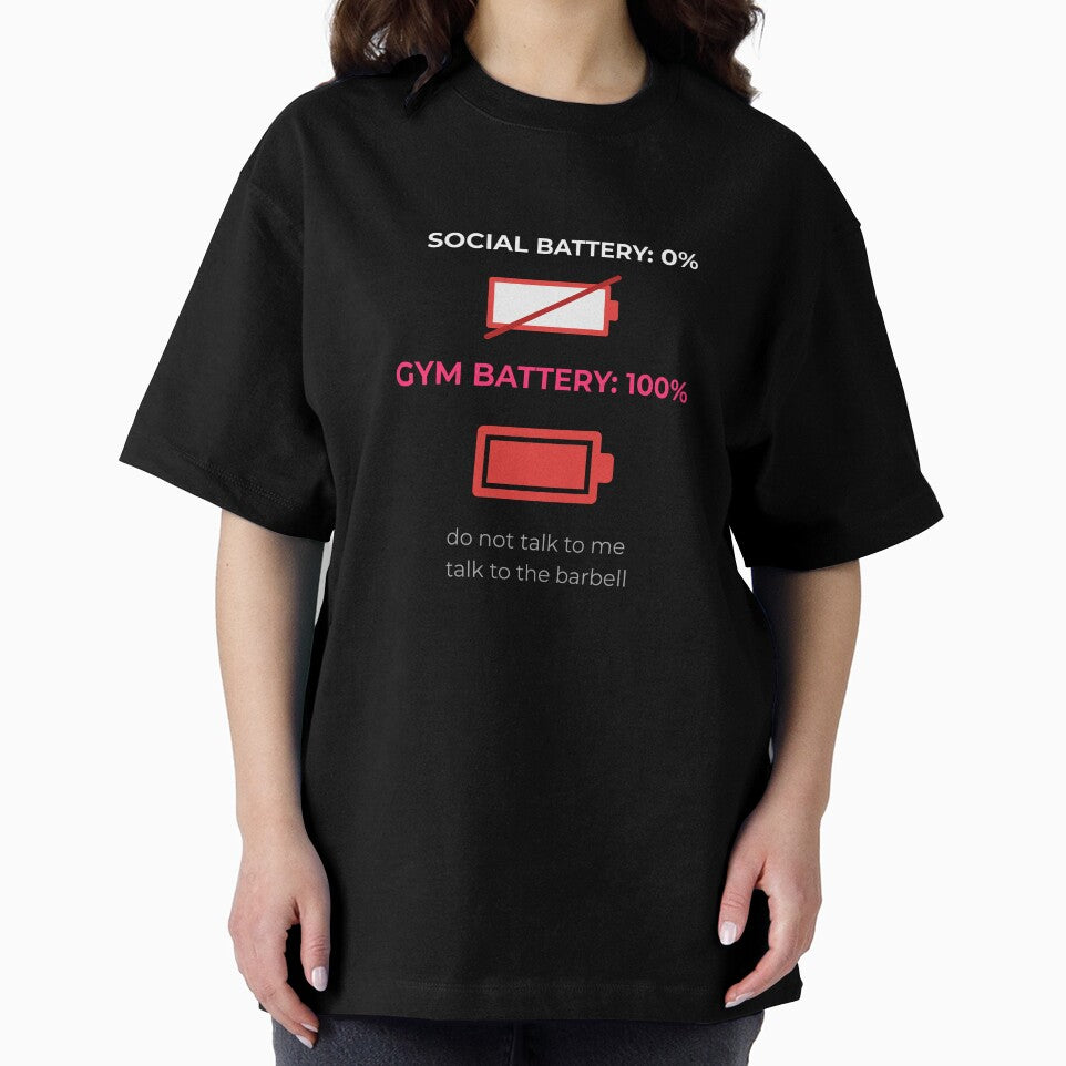 Social Battery 0 Percent Gym Battery 100 Percent Funny Introvert Gym Shirt by IA1987