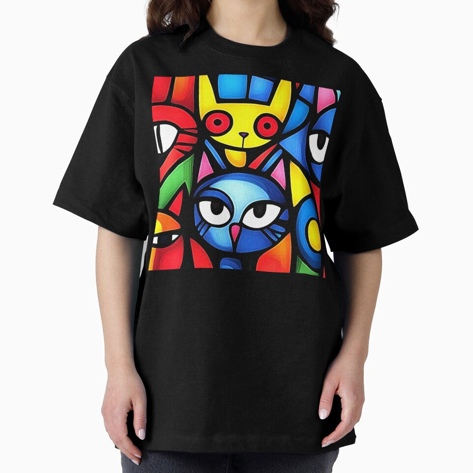 Pop Art-Inspired Colorful Vibrant Cats Abstract Designs by DEC02