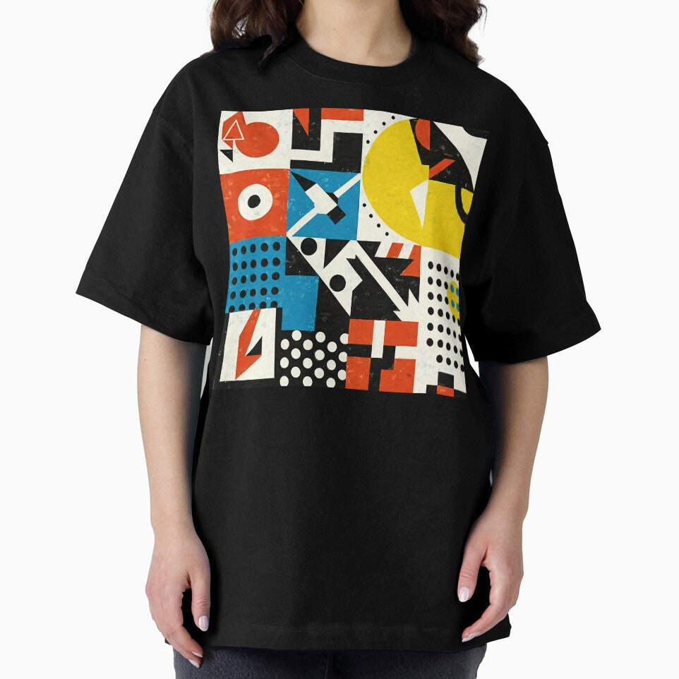 Bauhaus Grunge Mid-Mod Geometric Red, Black, White Abstract by DEC02