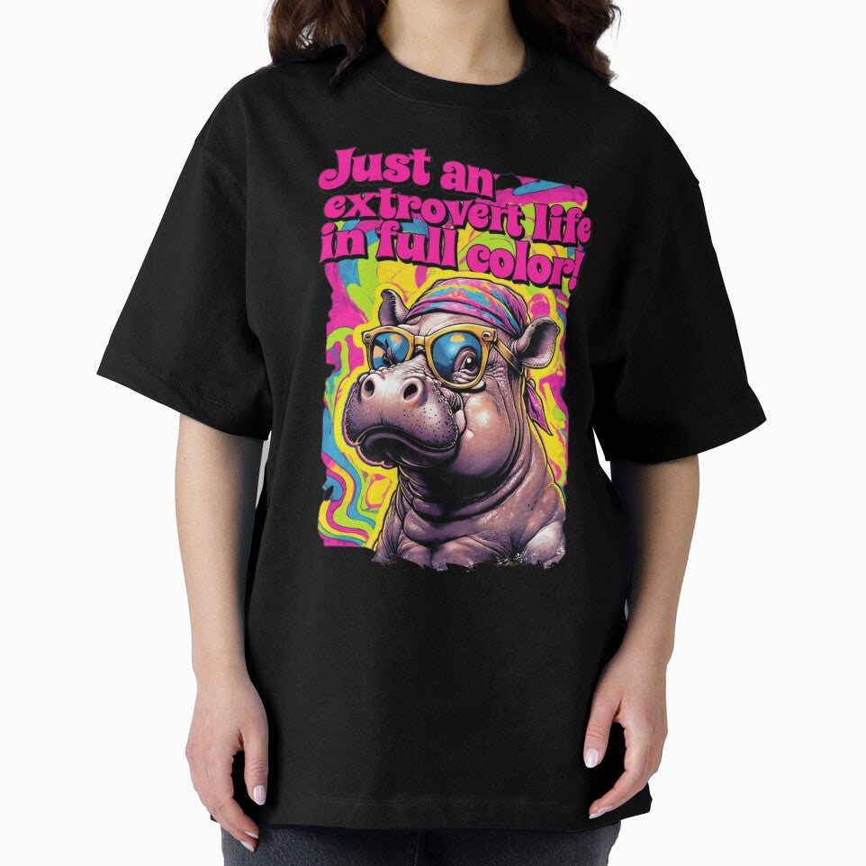 Psychedelic Hippo with Sunglasses – Funny Extrovert Quote by WHDProduction45