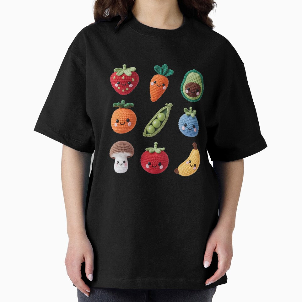 Kawaii Crochet Fruits and Vegetables Grid Design by NavigatorStreet