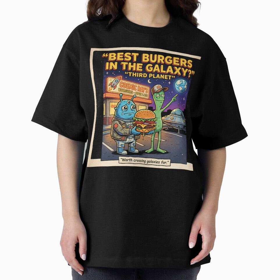 Best Burgers in the Galaxy Third Planet Funny Alien Retro Sci Fi Humor by FindYouByZ