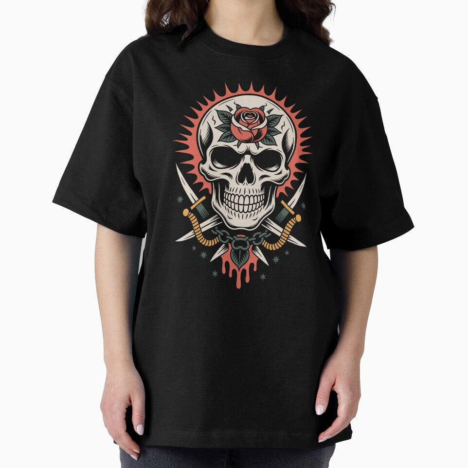 Skull With Rose Crossed Daggers Traditional Tattoo Style by Say It With Ink