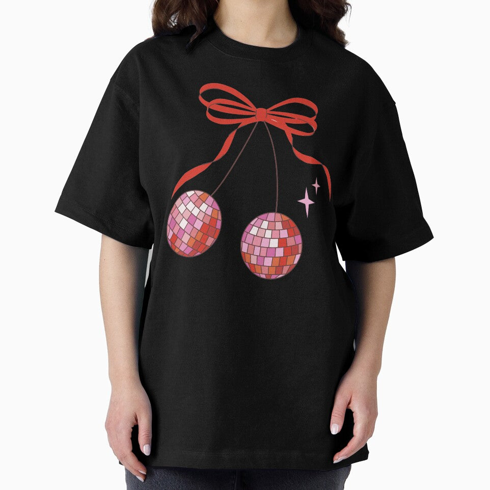 Disco Cherries with Bows Repeating Pattern, Y2K aesthetic, disco aesthetic by CEB1700