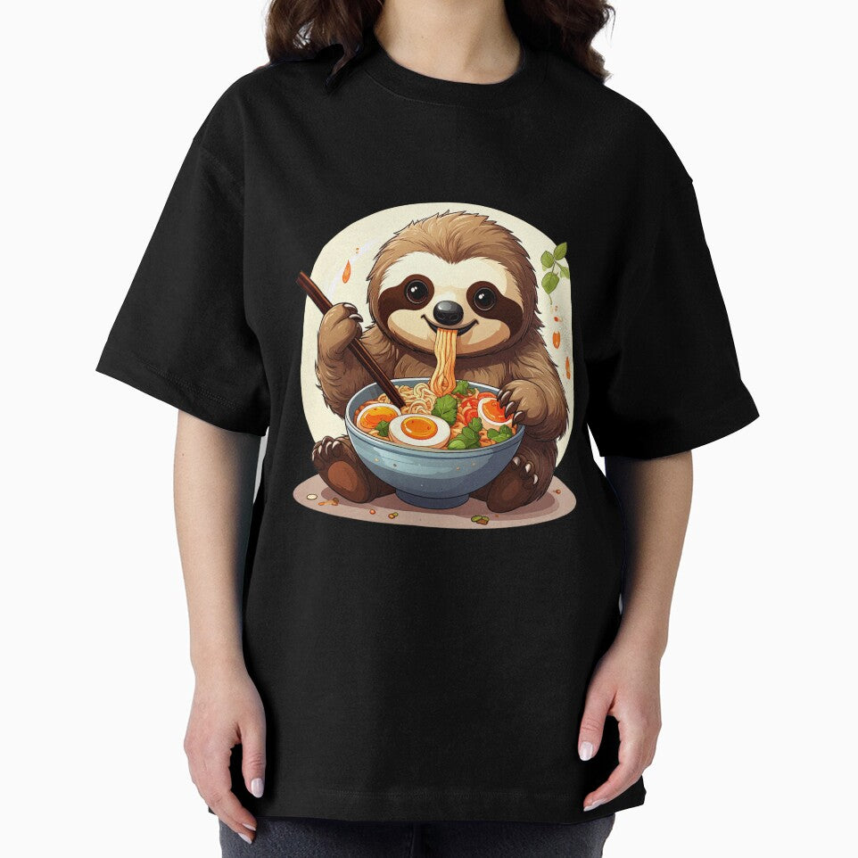 Cute Sloth Eating Ramen – Kawaii Sloth Noodle Bowl by TripleMoonCrafts