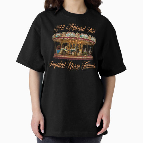 All Aboard The Impaled Horse Tornado Carousel Dark Humor Logo by IronicBGear