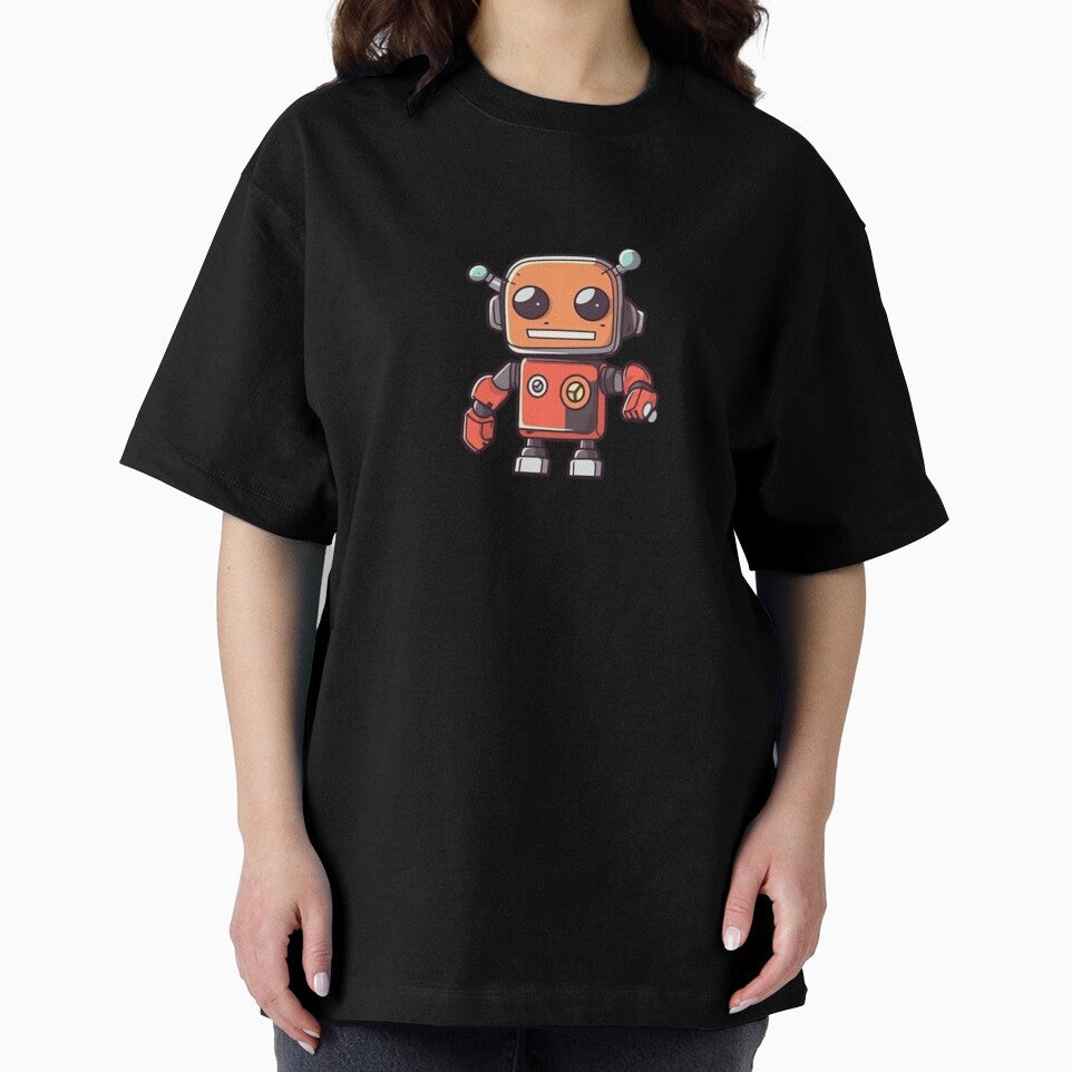 Fun Futuristic Robot Cartoon, Orange and Red by jakeparco