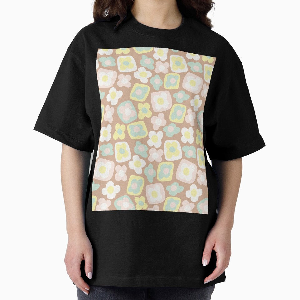 BOHO BOXY MODERN FLOWER PATTERN BROWN PASTELS by blomastudios