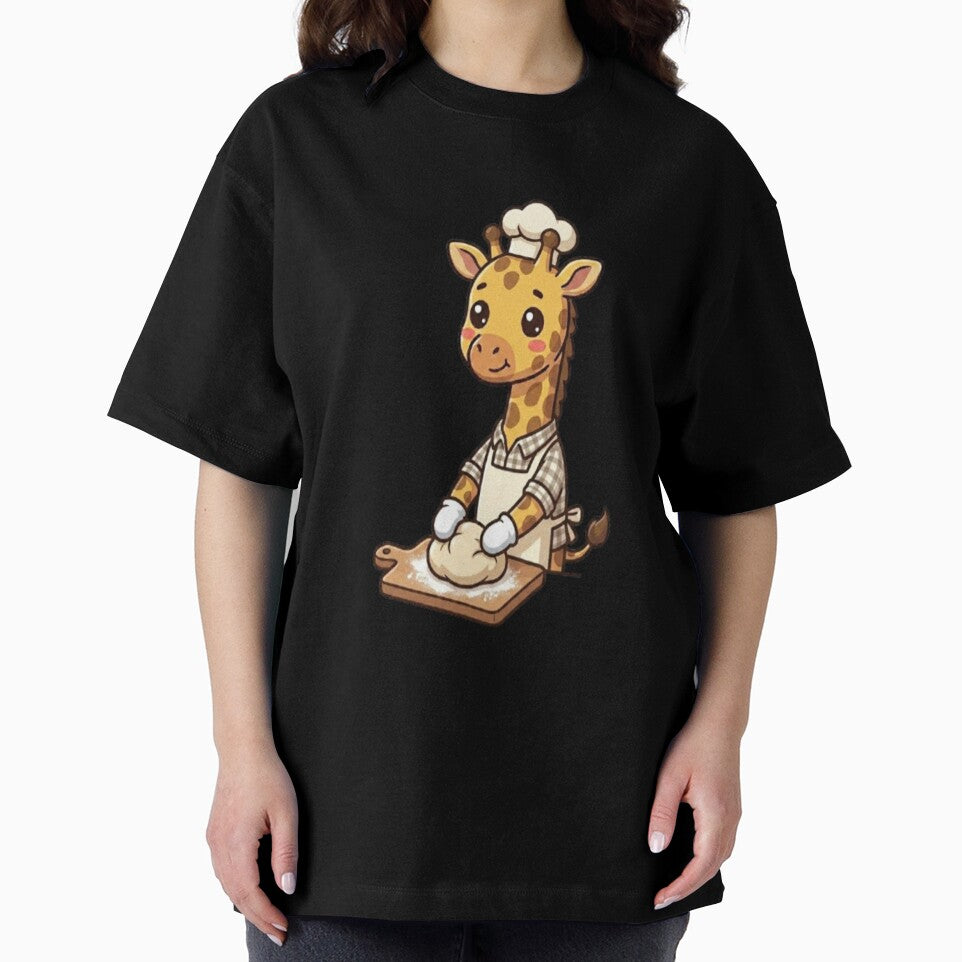 Cute Giraffe Baker Kneading Dough by Ella_Sketch
