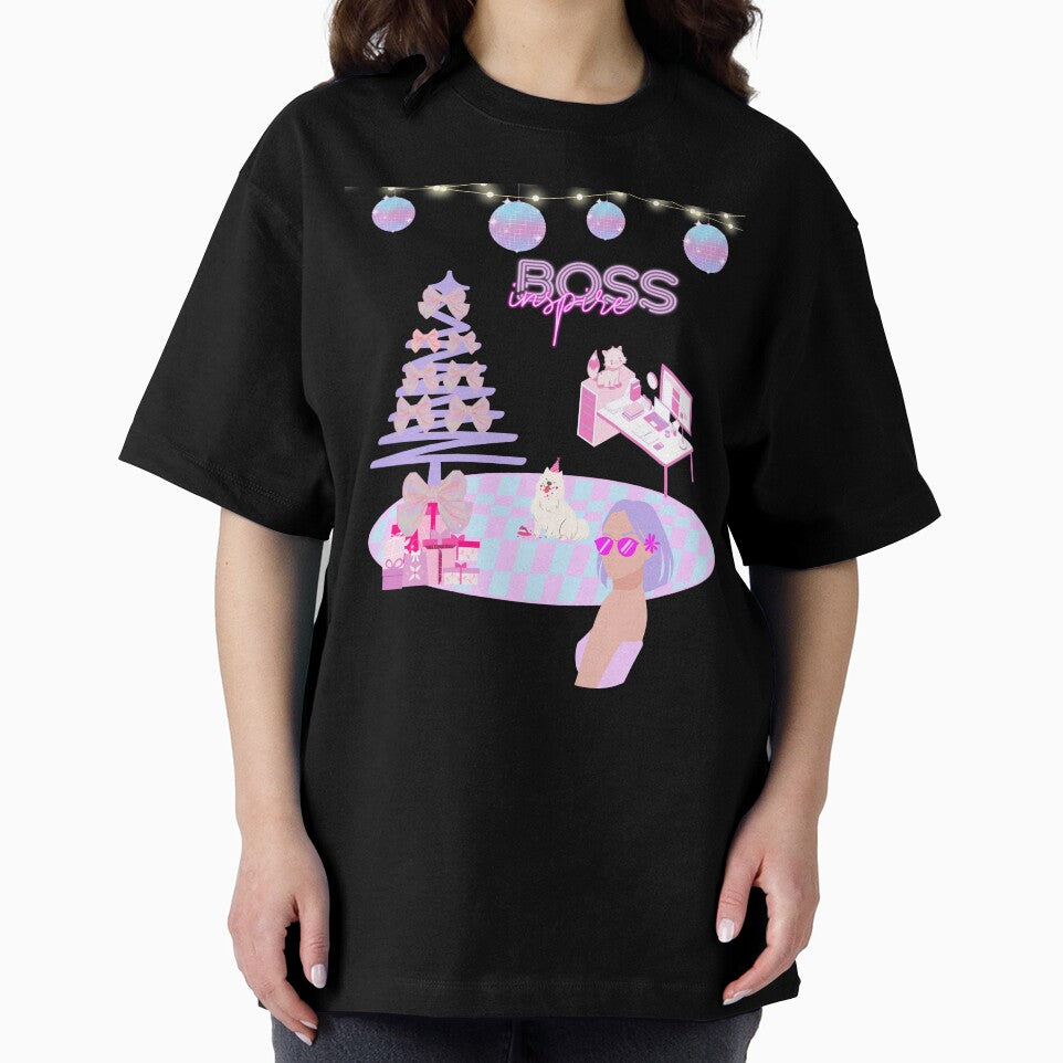 inspire BOSS purple hair lady Christmas wear Sweatshirt by joyfulartful