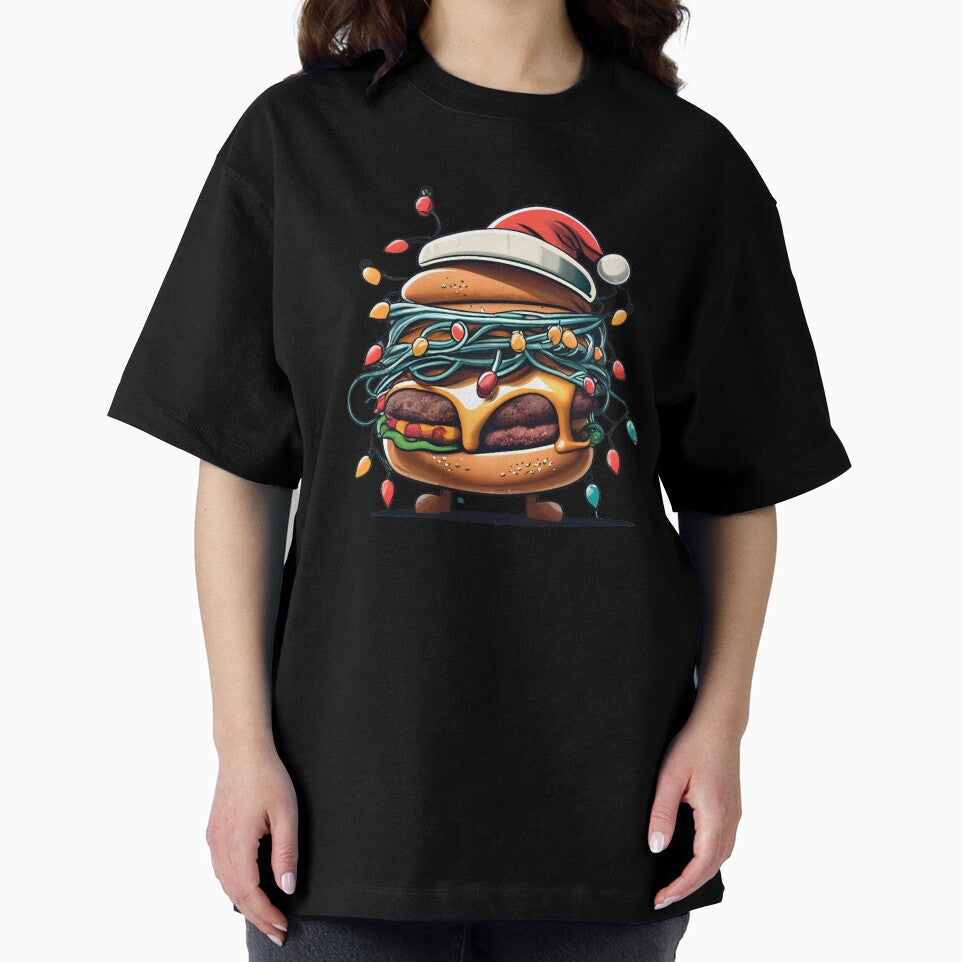 Burger With Santa Hat And Christmas Lights by Itsheartshop