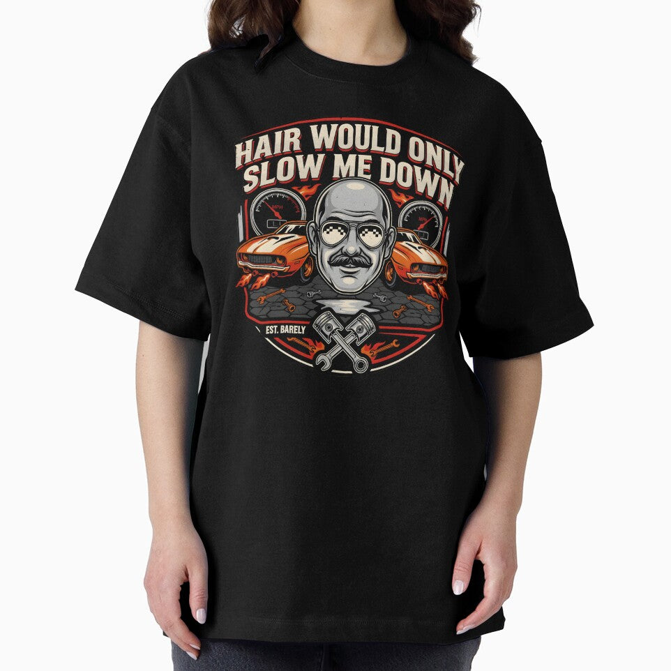 Hair Would Only Slow Me Down Dad Humor Bald Dad Joke with Vintage Flair by Redgiant87x
