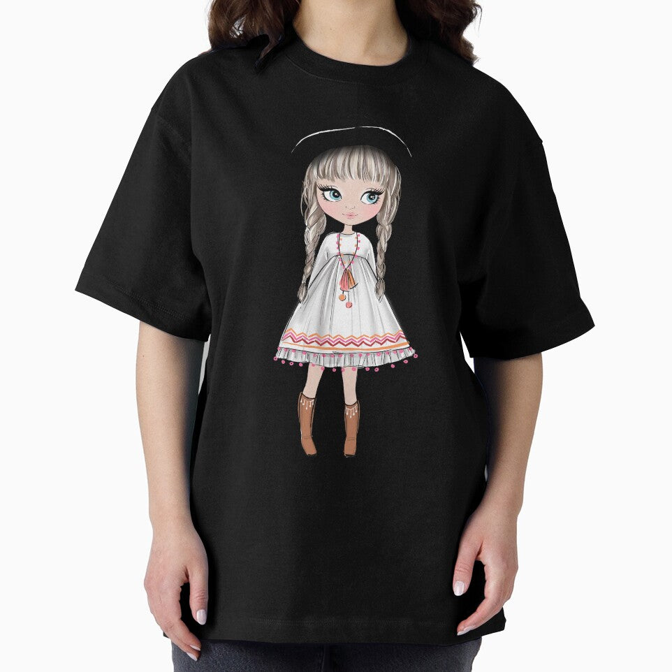 Boho style cute doll girly illustration 2 by Lalanacliparts