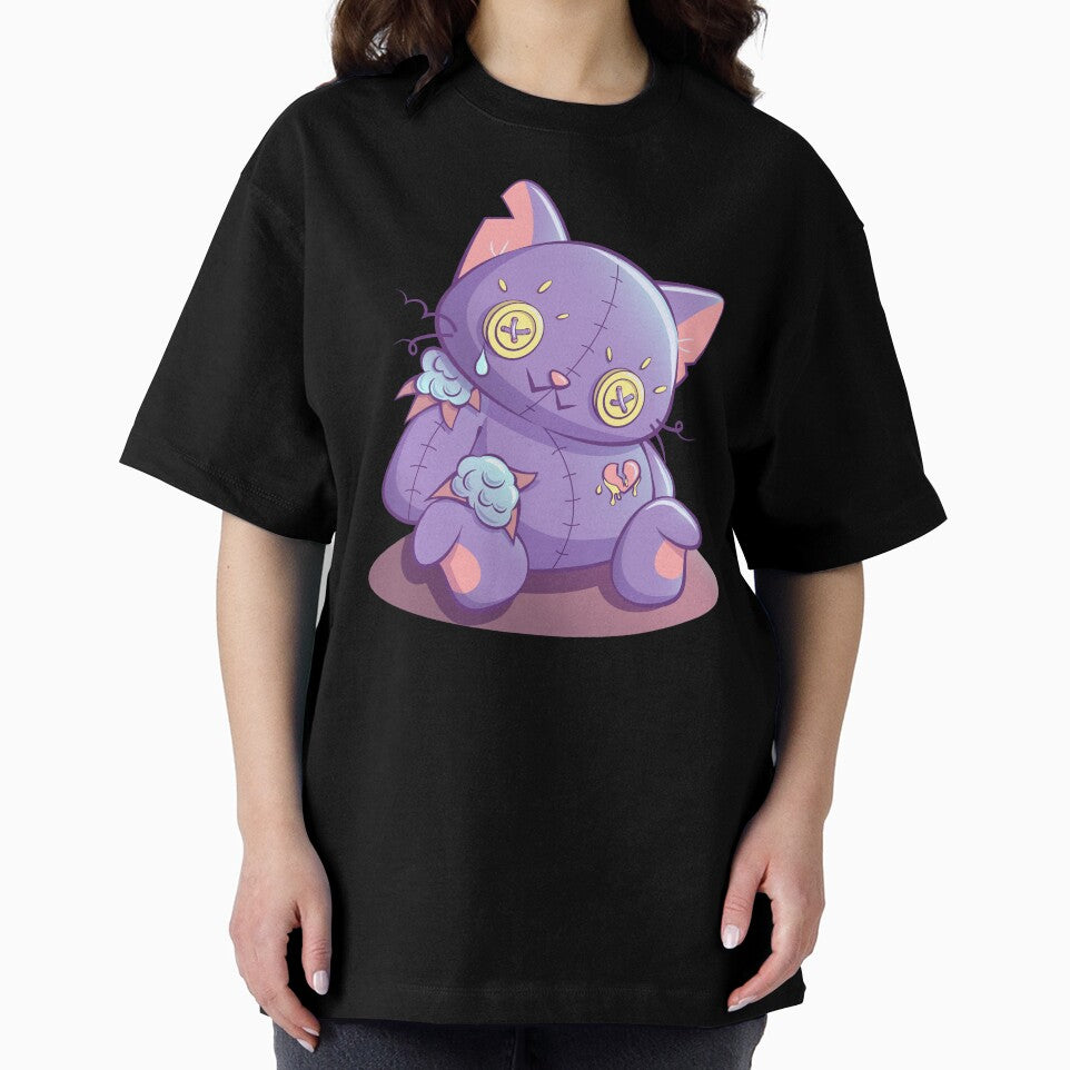 Sad Purple Cat Doll Creepy Cute Anime Aesthetic Kawaii Pastel Goth by Irene Koh