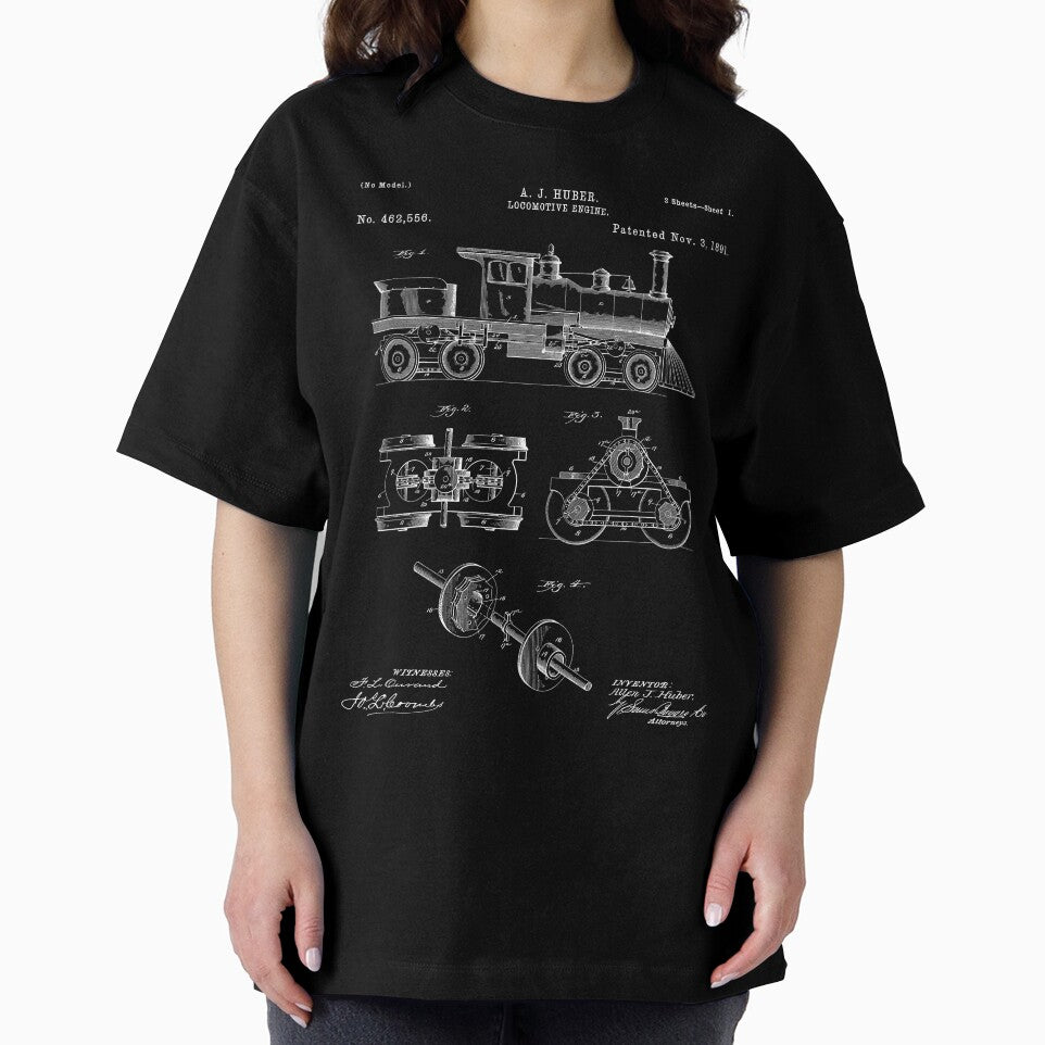 Train Locomotive Patent - Steam Train Art - Black Chalkboard by patentpress