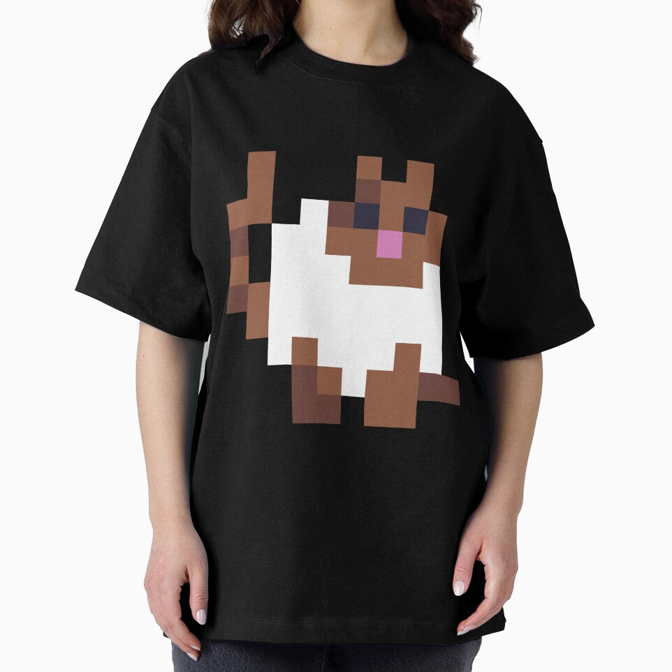 White and Brown Fat Pixel Cat by Michael Stewart