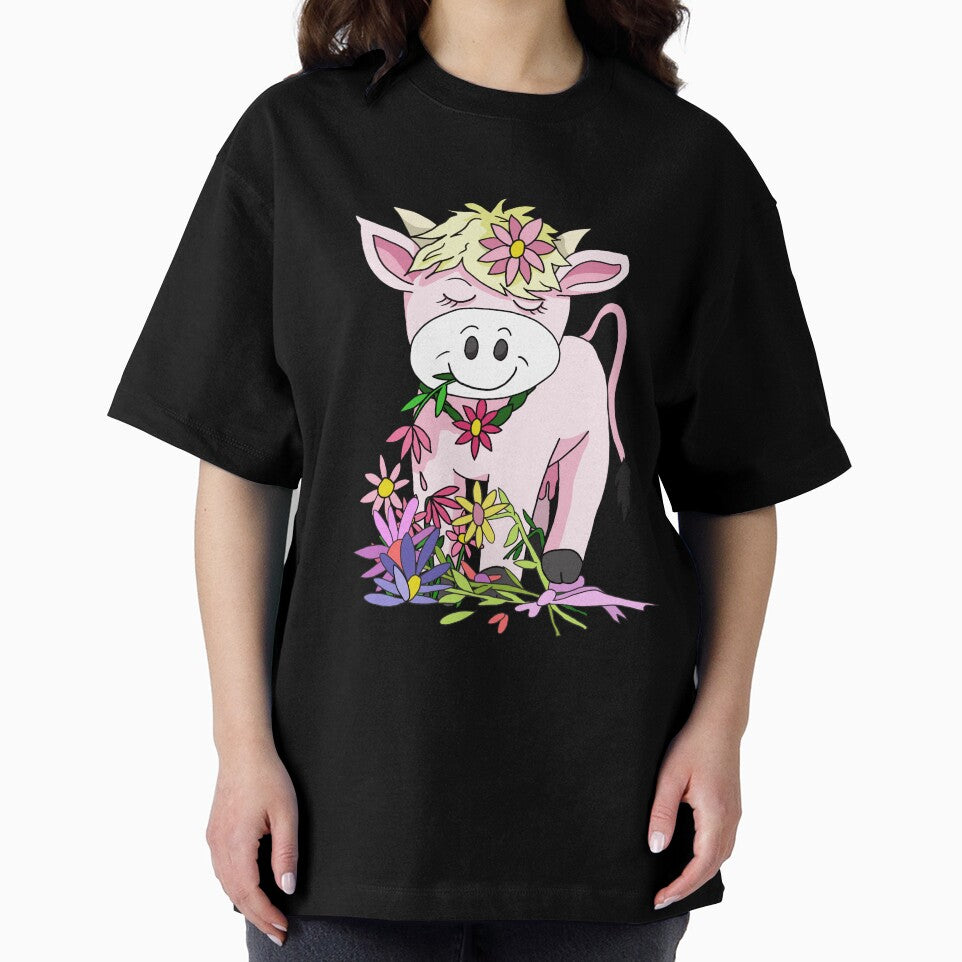 cartoon cow eating flowers by BeingNow