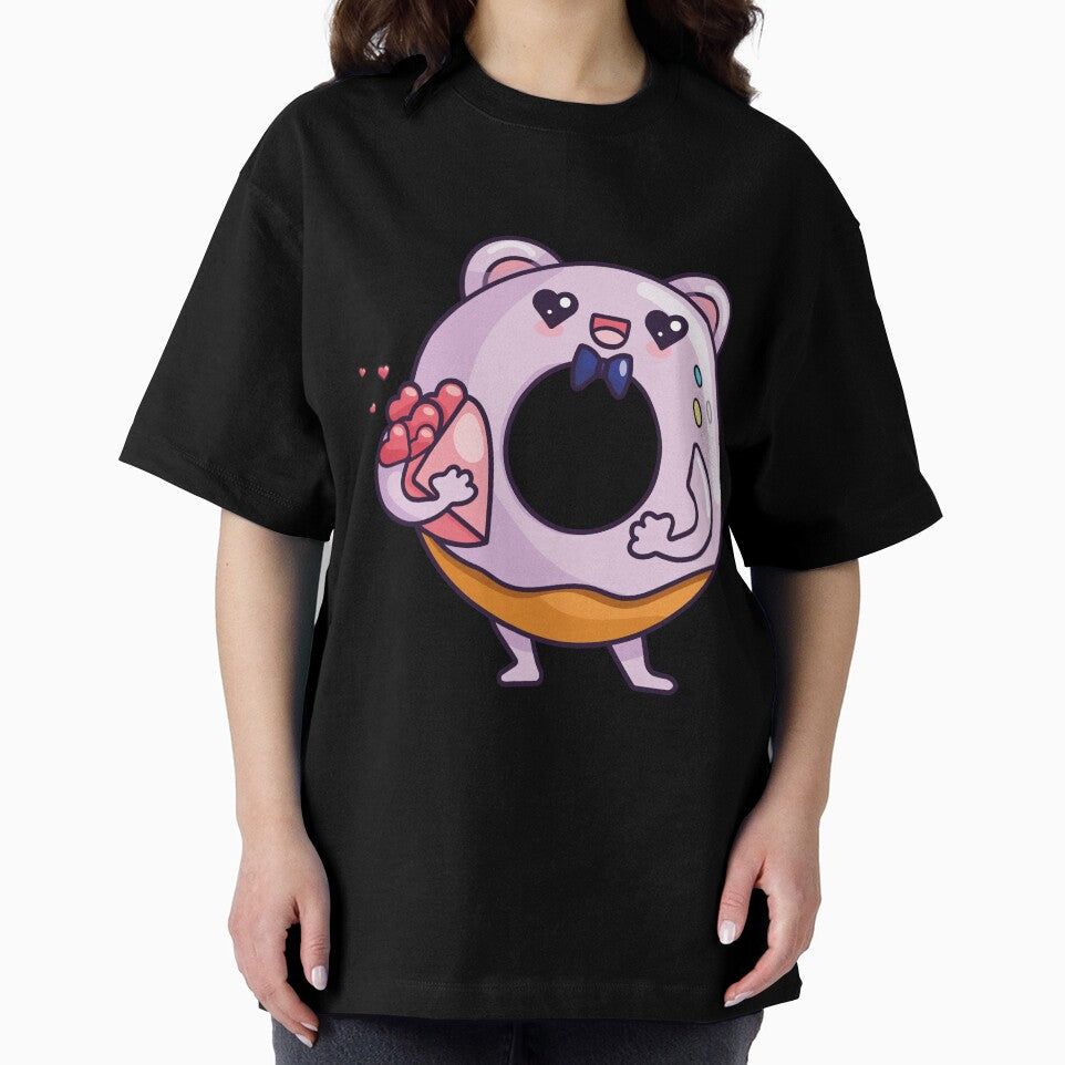 Funny donut character with bouquet in kawaii style. by IrinaCuteLab