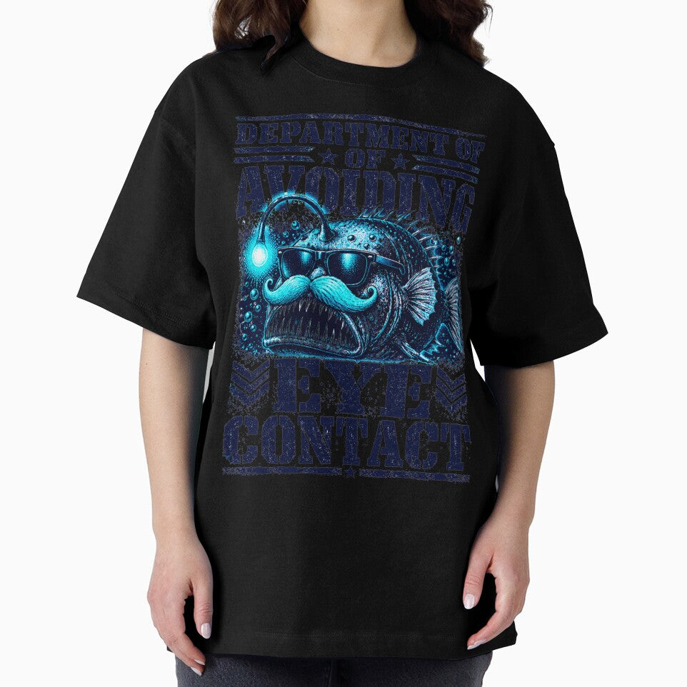 Department Of Avoiding Eye Contact Shirt, Funny Introvert Anglerfish Graphic Tee, Sarcastic Antisocial T-Shirt, Unhinged Meme by sevenshadestore