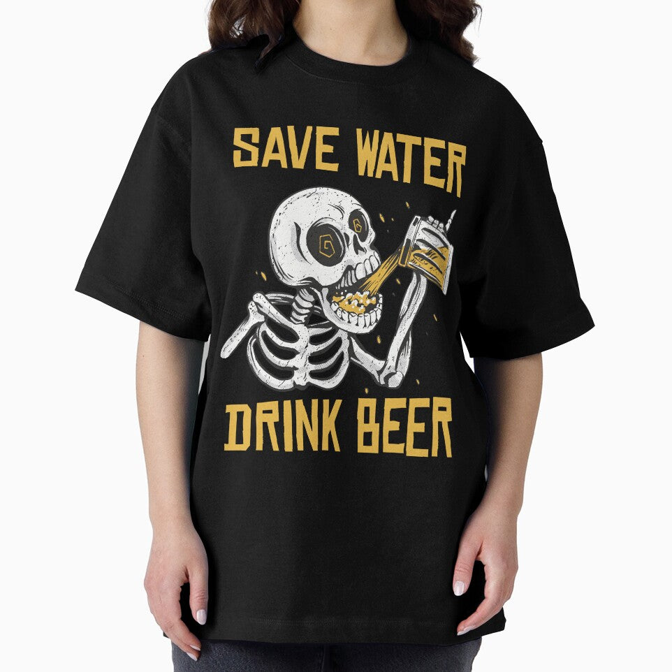 Save water Drink beer, Funny Skeleton by HandicraftArt
