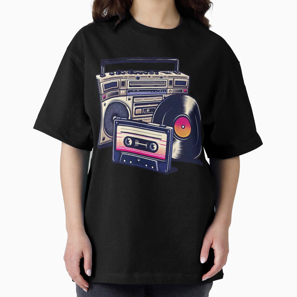 90's Retro Boombox Cassette & Vinyl Record by D-Dreamweaver