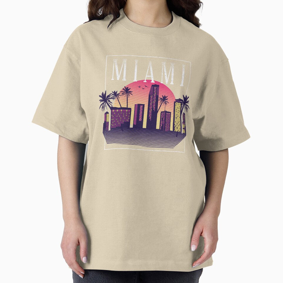 Miami Cityscape Skyscrapers Sunset - 80s Retro Nostalgia by AaaleXX