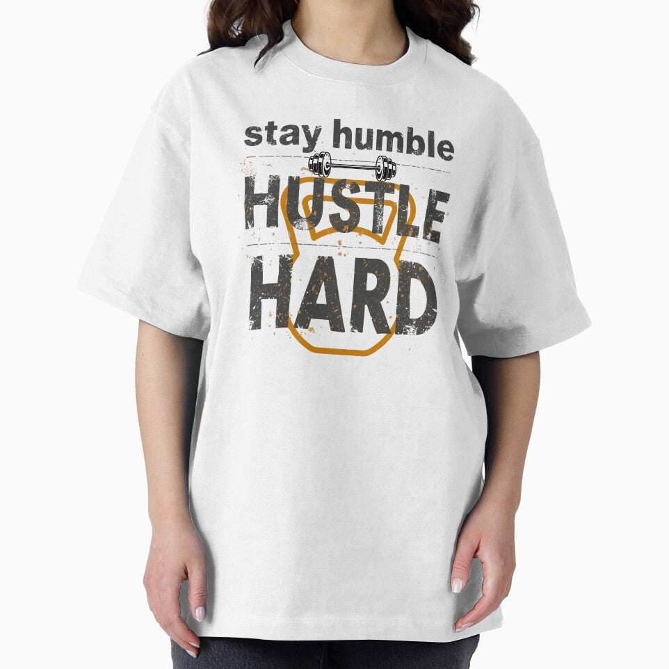 Stay Humble Hustle Hard Streetwear Gym Quote Barbell Kettlebell. by LunaPrintCo