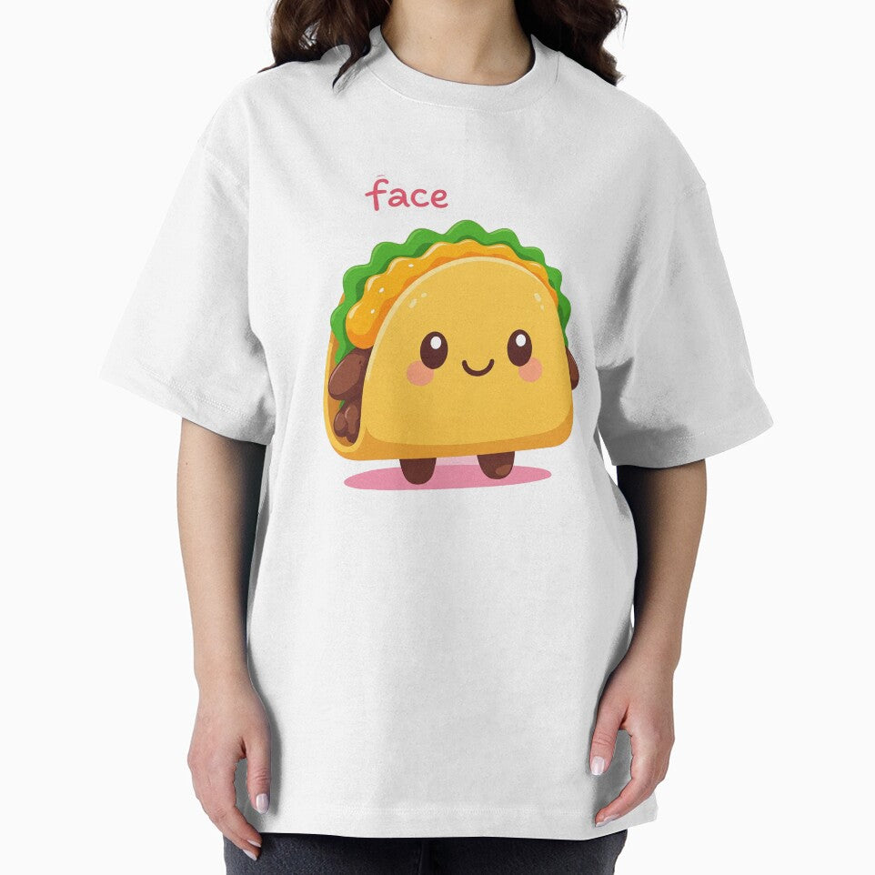 Kawaii Taco with Lettuce & Cheese – Cute Smiling Snack by 001Haiba