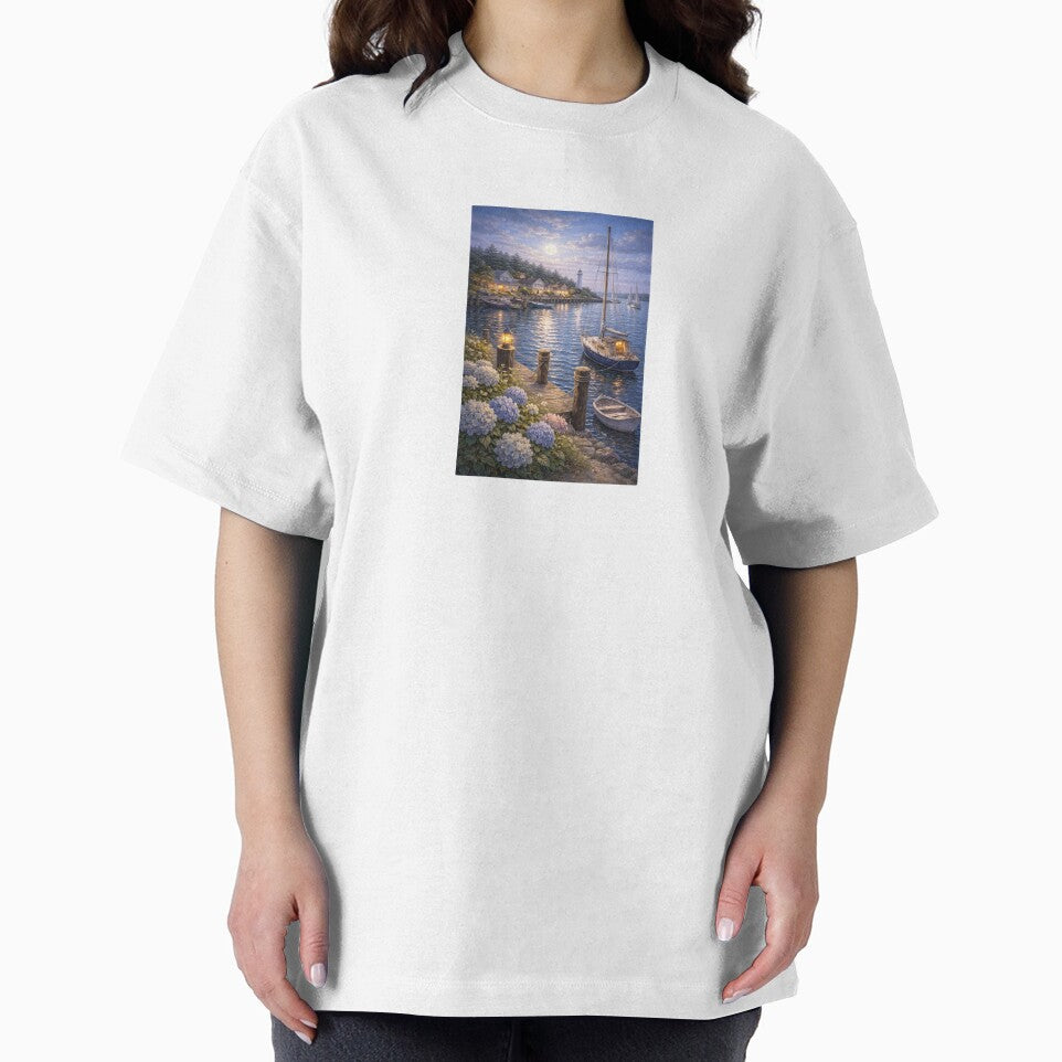 Night Harbor — Moonlit Coastal Village Scene by Novel Works Studio