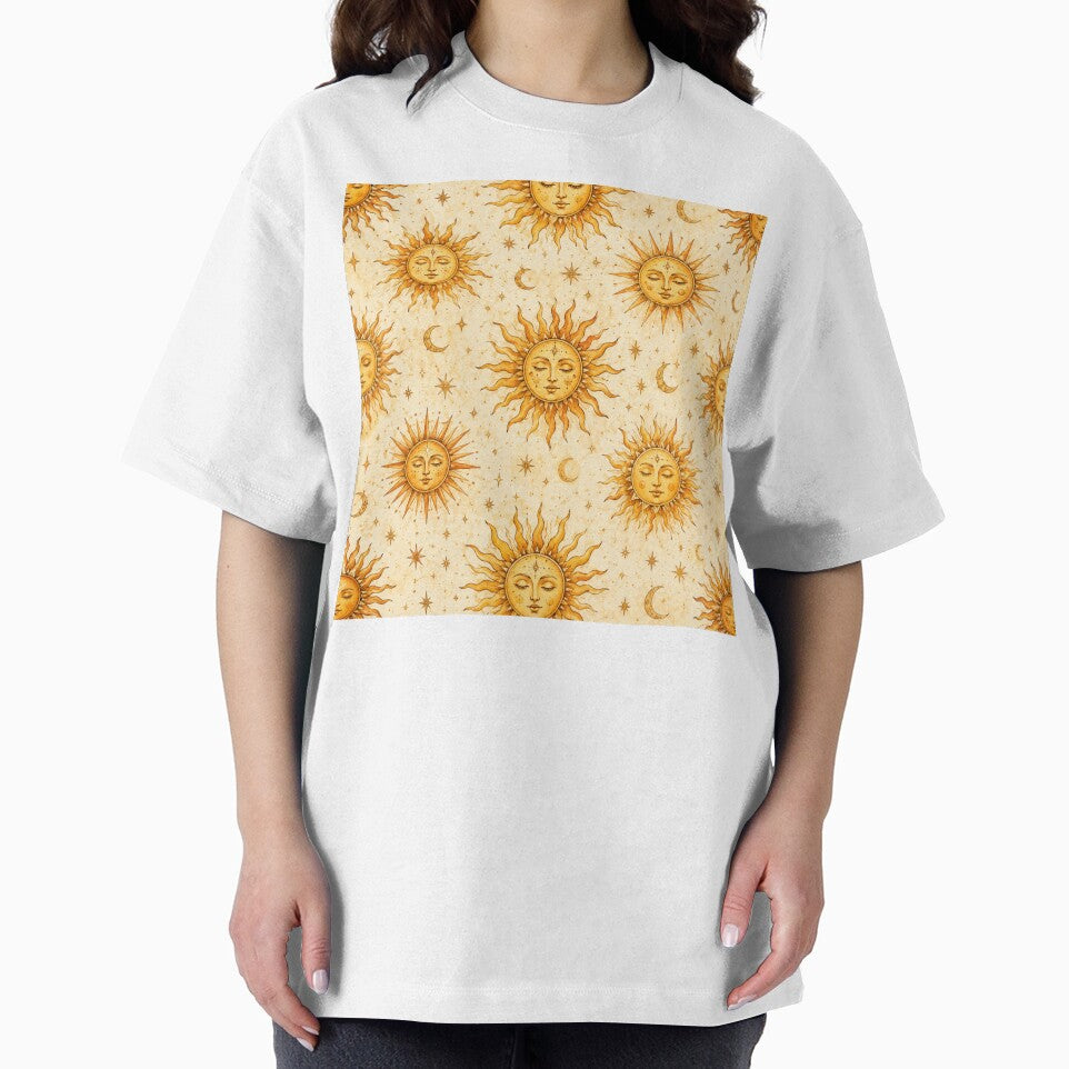 Golden Celestial Suns | Watercolor Seamless Pattern by ITSimagination