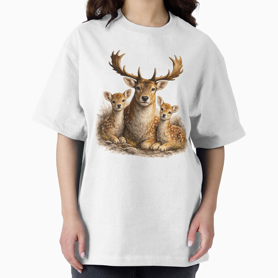 Majestic Deer with Fawns Forest Illustration by KI-Kunstwerk