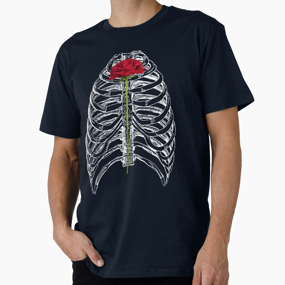 White Skeleton with Rose, Rib Cage and Rose by PetriTomeckova