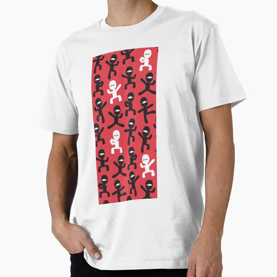 ninjas - black and white on red by littlearrow