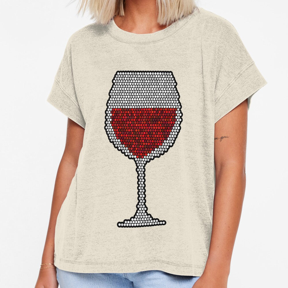 Red Wine Glass Dot Art Mosaic by MSBM Designs