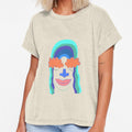 Hippie person with rainbow hair illustration by Gabrielle Freitas